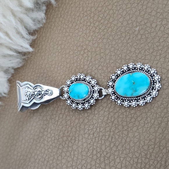 Incredible Native American Navajo 2 Stone Blue Ridge Turquoise Pendant 🩵🎁💙 - Picture 8 of 13